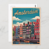 Vintage Travel Amsterdam Niederlande Retro Landsch Postkarte (Vorne/Hinten)