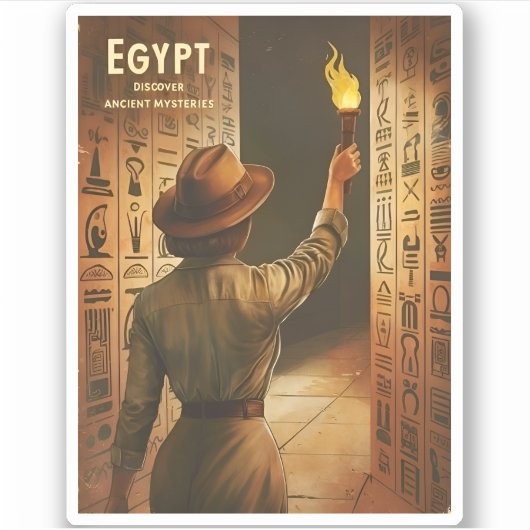 Vintage Travel Ancient Ägypten Tourismus Retro Gra Aufkleber (Vorderseite)