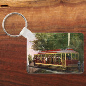Vintage Travel and Transportation Electric Trolley Schlüsselanhänger (Rückseite)