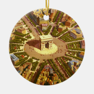Vintage Travel, Arc de Triomphe Paris Frankreich Keramik Ornament