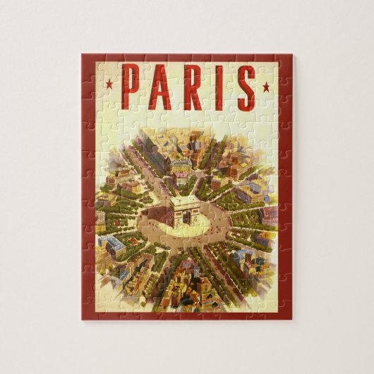 Vintage Travel, Arc de Triomphe Paris Frankreich Puzzle (Vertikal)