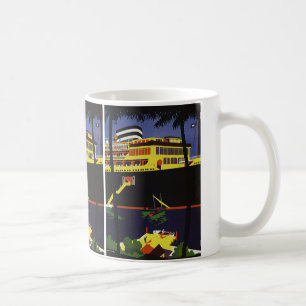 Vintage Travel, Art Deco Cruise Ship in Port Kaffeetasse