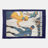 Vintage Travel, Art Deco, Winter Davos Schweiz Handtuch (Horizontal)