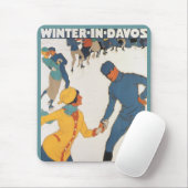 Vintage Travel, Art Deco, Winter Davos Schweiz Mousepad (Mit Mouse)