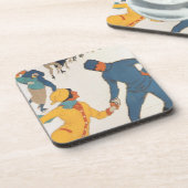 Vintage Travel, Art Deco, Winter Davos Schweiz Untersetzer (Linke Seite)