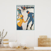 Vintage Travel, Art Deco, Winter Davos Switzerland Poster (Küche)