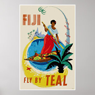 Vintage Travel Art Poster Oceanic Fiji