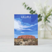Vintage Travel Art Uluru Australien Postkarte (Stehend Vorderseite)
