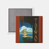 Vintage Travel Asia, Taiwan Pagoda Tiered Tower Magnet (Vorderseite/Rückseite)