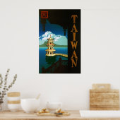 Vintage Travel Asia, Taiwan Pagoda Tiered Tower Poster (Küche)