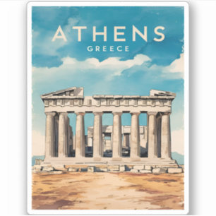 Vintage Travel Athens Griechenland Parthenon Retro Aufkleber