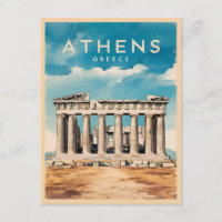 Vintage Travel Athens Griechenland Parthenon Retro