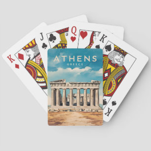 Vintage Travel Athens Griechenland Parthenon Retro Spielkarten