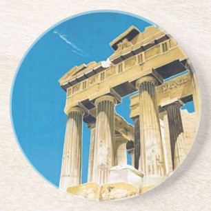 Vintage Travel Athens Griechenland Parthenon Tempe Getränkeuntersetzer
