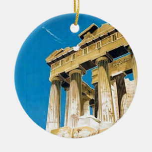 Vintage Travel Athens Griechenland Parthenon Tempe Keramik Ornament