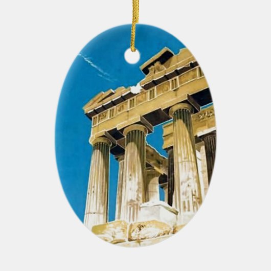 Vintage Travel Athens Griechenland Parthenon Tempe Keramikornament (Vorne)