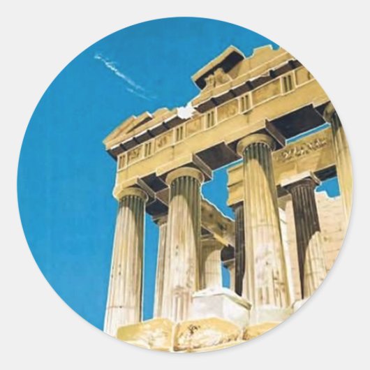 Vintage Travel Athens Griechenland Parthenon Tempe Runder Aufkleber (Vorderseite)