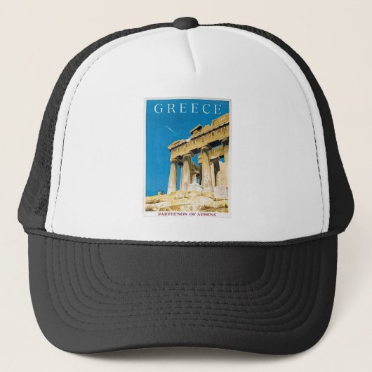 Vintage Travel Athens Griechenland Parthenon Tempe Truckerkappe (Vorderseite)
