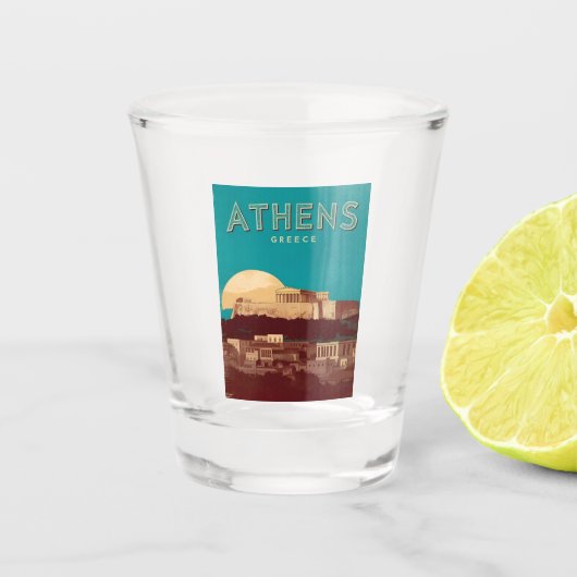 Vintage Travel Athens Griechenland Retro Landschaf Schnapsglas (Vorderseite)