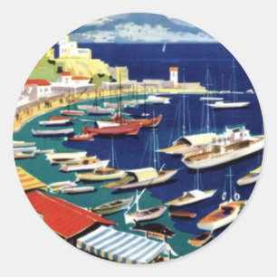 Vintage Travel Athens Griechenland Runder Aufkleber