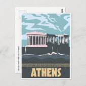 Vintage Travel Athens Griechenland Santorini Retro Postkarte (Vorne/Hinten)