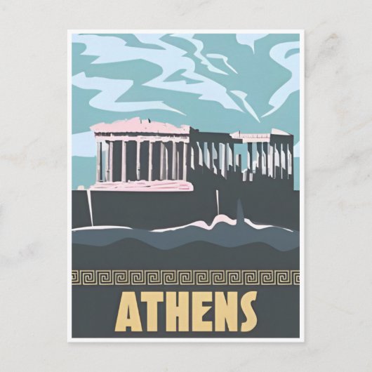 Vintage Travel Athens Griechenland Santorini Retro Postkarte (Vorderseite)