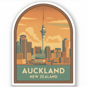 Vintage Travel Auckland New Zealand City Retro Aufkleber