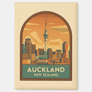 Vintage Travel Auckland New Zealand City Retro Magnet