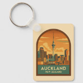 Vintage Travel Auckland New Zealand City Retro Schlüsselanhänger (Vorderseite)
