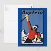 Vintage Travel Austria Ski Postkarte (Vorne/Hinten)