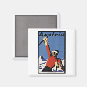 Vintage Travel Austria Ski Sports Magnet (Vorderseite/Rückseite)
