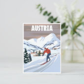 Vintage Travel Austria Wintersportort Kunst Postkarte (Stehend Vorderseite)
