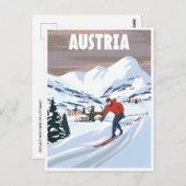 Vintage Travel Austria Wintersportort Kunst Postkarte (Vorne/Hinten)