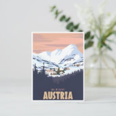 Vintage Travel Austria Wintersportort Kunst Postkarte (Stehend Vorderseite)