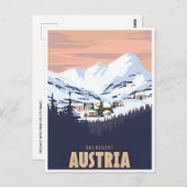 Vintage Travel Austria Wintersportort Kunst Postkarte (Vorne/Hinten)