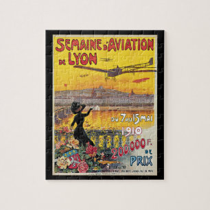 Vintage Travel, Aviation Airplanes, Lyon, Frankrei Puzzle