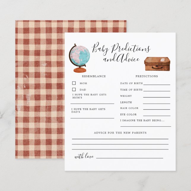 Vintage Travel Baby Vorhersagen und Ratschläge (Vorne/Hinten)