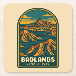 Vintage Travel Badlands Nationalpark Retro Landsch Rechteckiger Pappuntersetzer