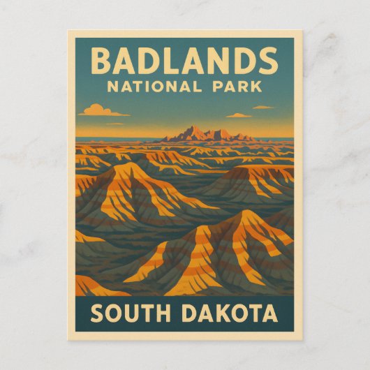 Vintage Travel Badlands Nationalpark Süd Dakota Postkarte (Vorderseite)