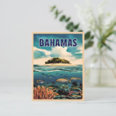Vintage Travel Bahamas Unterwasser Retro Landschaf Postkarte (Stehend Vorderseite)