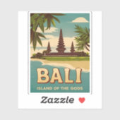 Vintage Travel Bali Indonesia Retro Graphic Aufkleber (Blatt)
