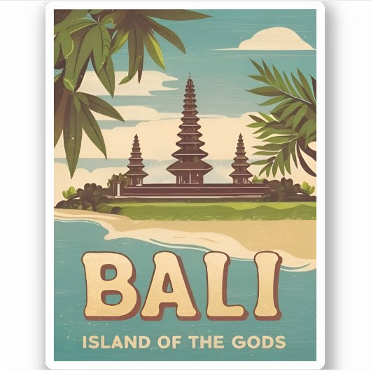 Vintage Travel Bali Indonesia Retro Graphic Aufkleber (Vorderseite)