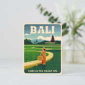 Vintage Travel Bali Indonesia Retro Graphic Postkarte (Stehend Vorderseite)