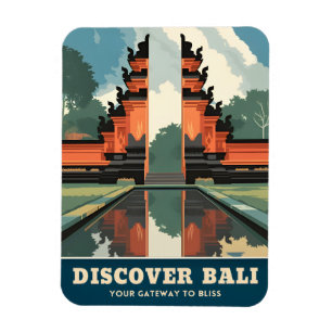 Vintage Travel Bali Indonesia Temple Gate Retro Magnet