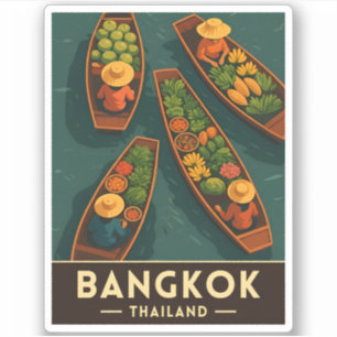 Vintage Travel Bangkok Thailand Floating Market Aufkleber