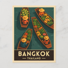 Vintage Travel Bangkok Thailand Floating Market Postkarte