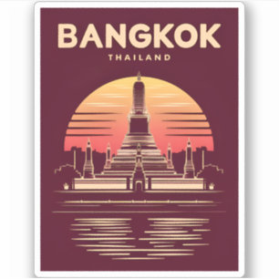 Vintage Travel Bangkok Thailand Retro Graphic Aufkleber