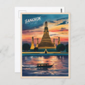 Vintage Travel Bangkok Thailand Sunset Landschaft Postkarte (Vorne/Hinten)