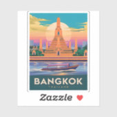Vintage Travel Bangkok Thailand Sunset Tempel Aufkleber (Blatt)