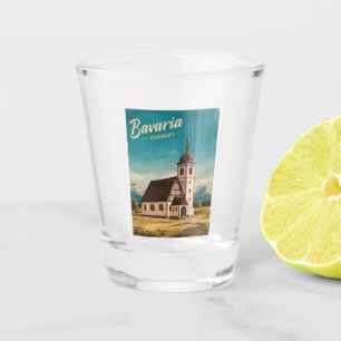 Vintage Travel Bayern Deutschland Retro Landschaft Schnapsglas